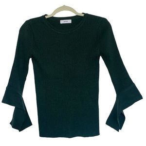 ACME| Ribbed Long sleeve Sweater Top w/Flared Sleeve Hem| Long Sleeve Crew neck